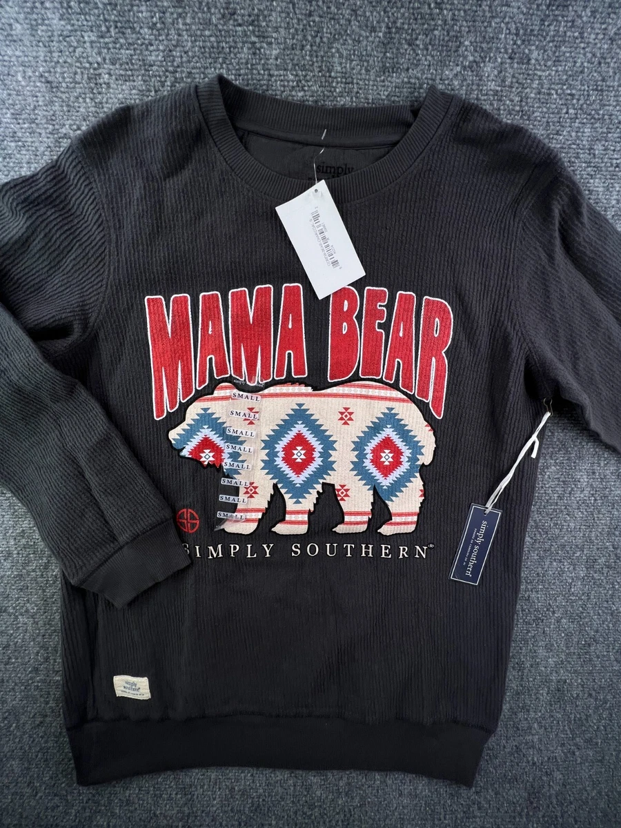 Simply Southern Long Sleeve Shirt Gray Size Small Aztec Mama Bear