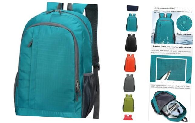 Ultralight Foldable Hiking Backpack for Travel & Camping in Lake Blue
