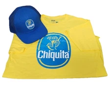 Chiquita Banana Vtg Blue & Yellow T-Shirt, Size M, & Trucker Snap Back Hat