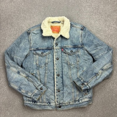 Levis Jeansjacke Erwachsene klein blau Sherpa gefüttert Trucker Red Tab Utility Herren