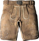 AlpsOak Mens Lederhosen Shorts, Smoke Brown, Size 56