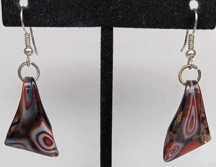 Abstract Glass Dangle Multicolor Drop Pierced Ear… - image 16