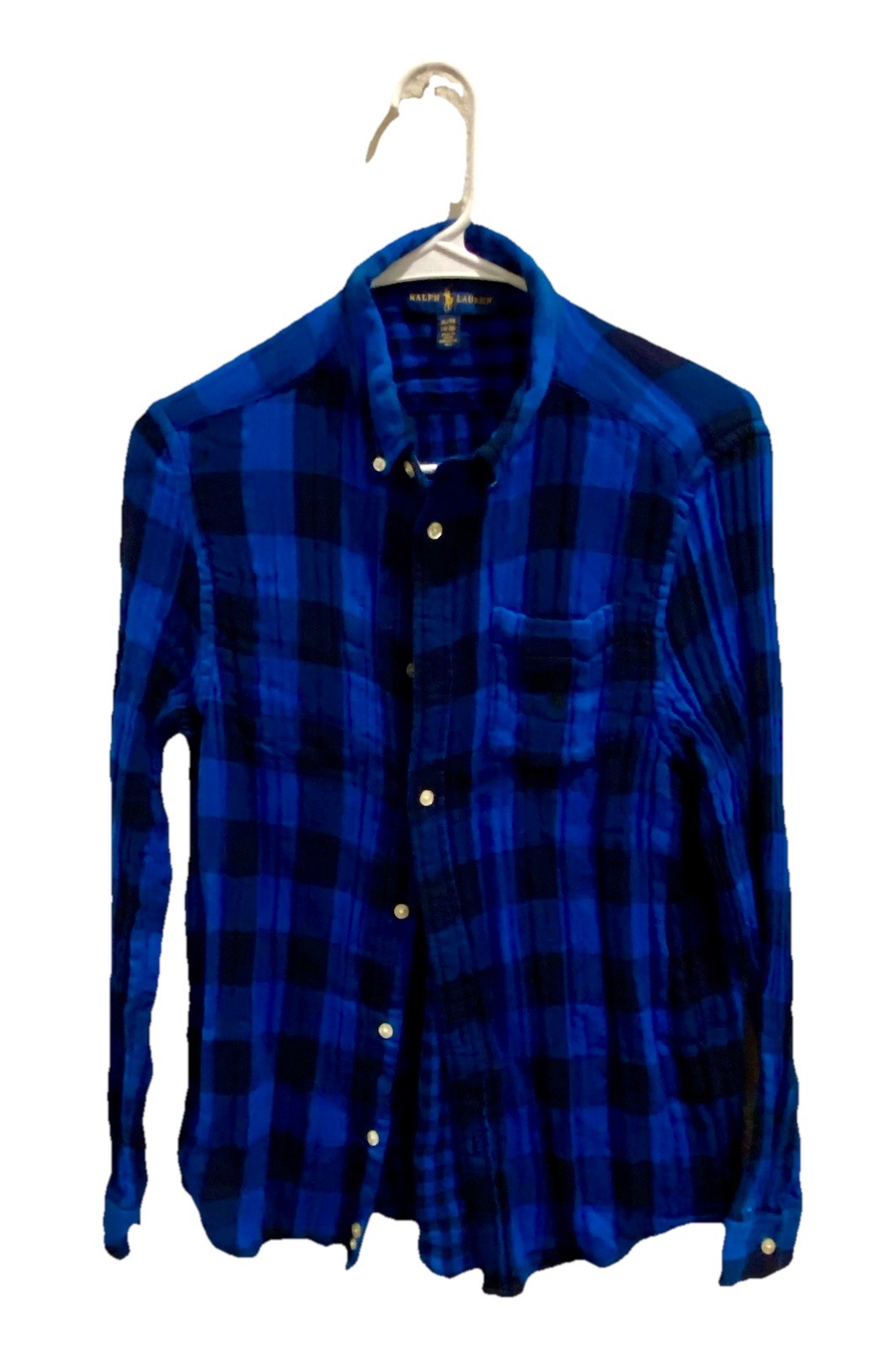 Ralph Lauren Reversible Quilted Flannel Shirt Jacket Men’s XL Blue Plaid