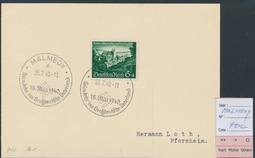 LS72902 Germany 1940 Reich Eupen-Malmedy view FDC used
