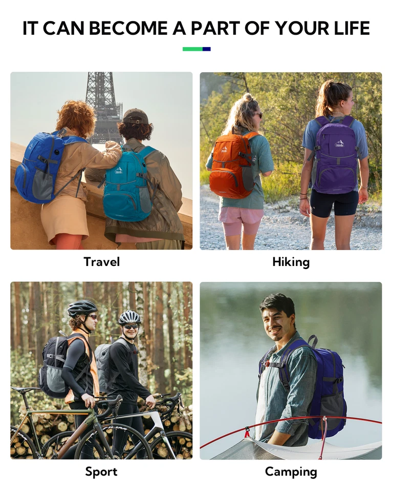 WATERFLY Packable Hiking Daypack: 25L Ultralight Fold-Waterproof Outdoor Unisex - Image 4 of 4