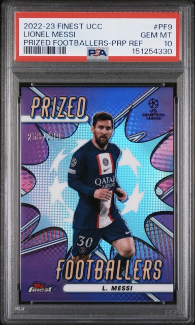 2022-23 Finest Lionel Messi Prized Footballers Purple Refractor #/299 PSA 10