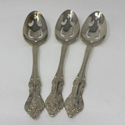 Set of 3 RSVP RXV2 GOLD ELECTROPLATE PIERCED  SERVING SPOON 8 1/2''