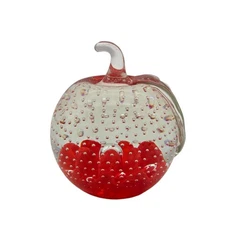 Vintage Art Glass- St. Clair Joe Controlled Bubble PaperweightRed Apple 