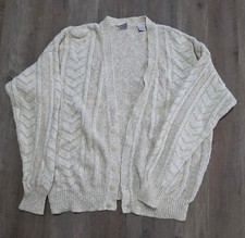 Claiborne Vintage Cream Button Up Cardigan Sweater Women M