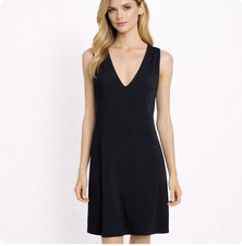 Tory Burch size XS Dress Navy Blue simple v-neck jersey zips up in back