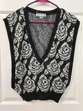 Vintage Hemp Brand Sweater Vest Made In USA Floral Sz M Acrylic Floral 90s