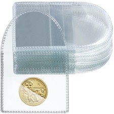 50 Pcs Single Pocket Coin Sleeves Collector Individual Clear Plastic Sleeves ...