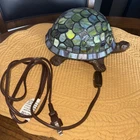 Vintage Tiffany Style Blue Stained Glass Turtle Lamp 2001