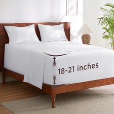 Bedsure Deep Pocket Full Size Bed Sheets Set - Fits 21" Mattresses Deep Pocket