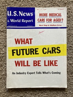 April 4, 1960 U. S. News & World Report Magazine VINTAGE Future Cars