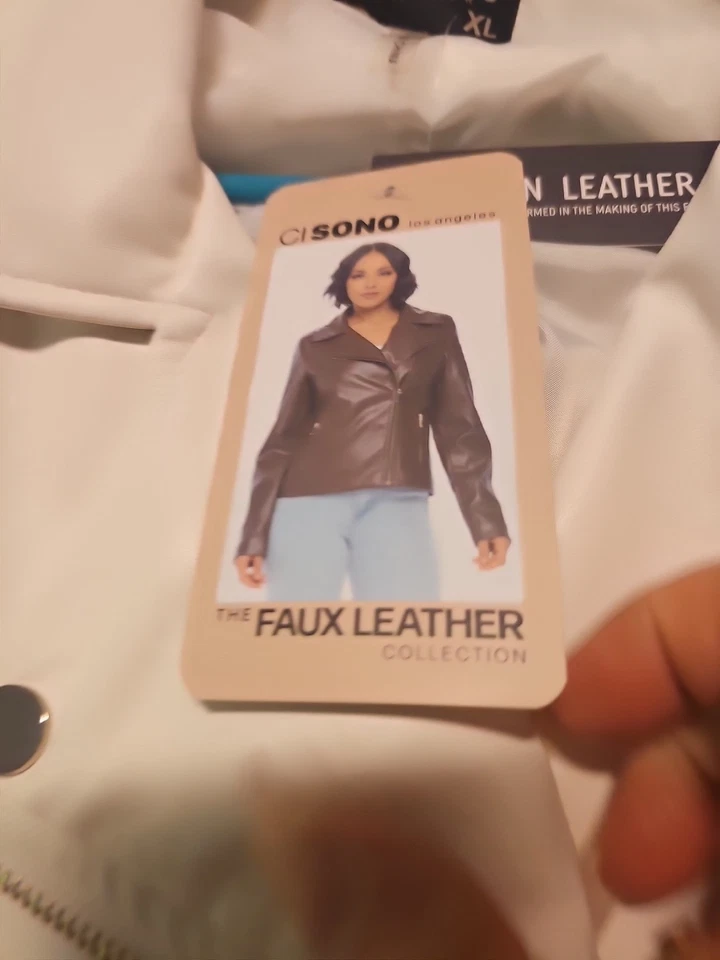 Ci Sono Moto Jacket Womens Soft Vegan Leather Motorcycle NWT Xl - Image 2 of 4