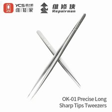 OK-01 Precision Long Sharp Tips Tweezer Phone Screws Jump Wire Clamping Tool