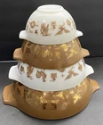 Vintage Pyrex Early American Set Cinderella Mixing Nesting Bowls 441 442 443 444