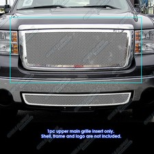 Fits 07-13 Gmc Sierra 1500 New Body Upper Stainless Chrome Mesh Grille Insert