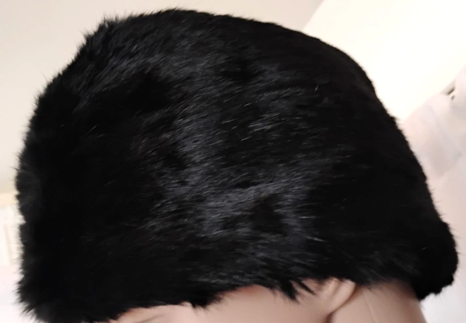 De Colección Años 80 Para Hombres Med Visón Real Piel Suave Cosaco Negro Sombrero Tejido Oreja Cuello Solapa Clásico Foto 3 de 4