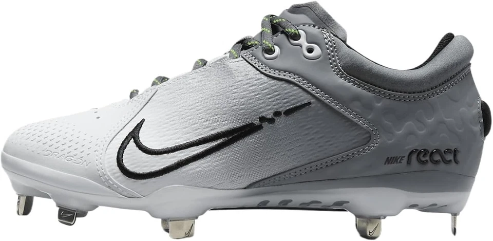 Botines de softbol Nike Hyperdiamond 4 Elite para mujer blancos/platino puro/gris lobo Foto 2 de 4