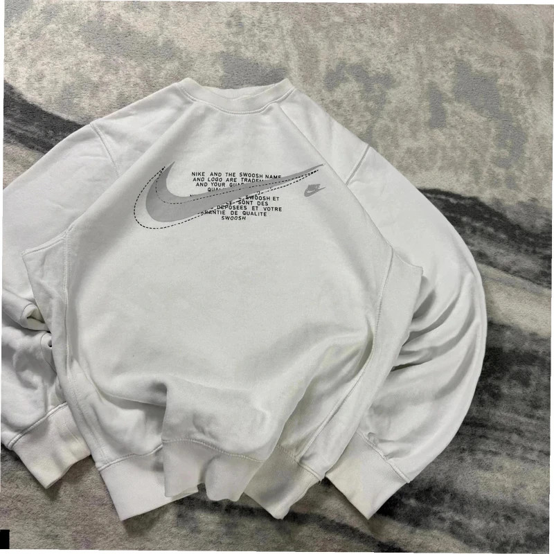 Vintage Nike Pullover White Oversized Boxy Size XS Big Swoosh Sweatshirt image 3