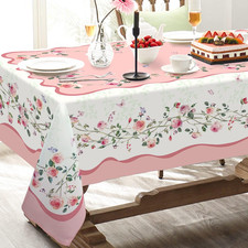 Elegant Pink Rose Butterfly Tablecloth for Mother's Day - 60"x84" Oblong
