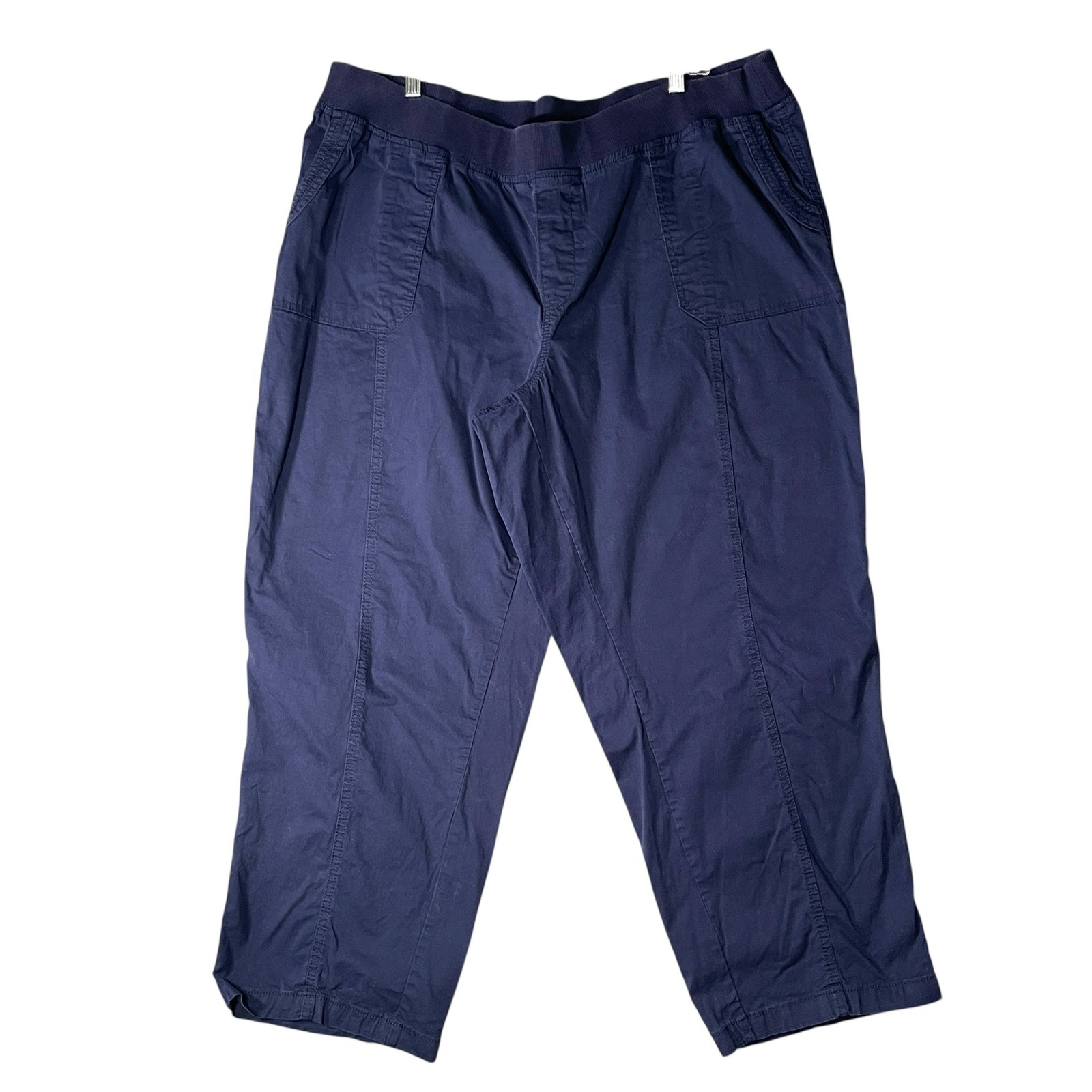 Catherines Navy Blue Elastic Waist Cropped Pants Women's Size 2X