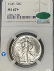 1943 P Walking Liberty Half Dollar MS67+ NGC Graded With CAC CERTIFICATION
