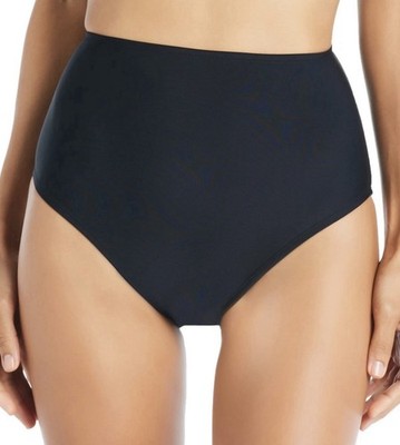 Beyond Control Women's Solid High-Waisted Swim Bikini Bottoms Black Sz 10 NWT