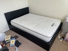 Silentnight Double Mattress & Black Faux Leather Ottoman Storage Bed