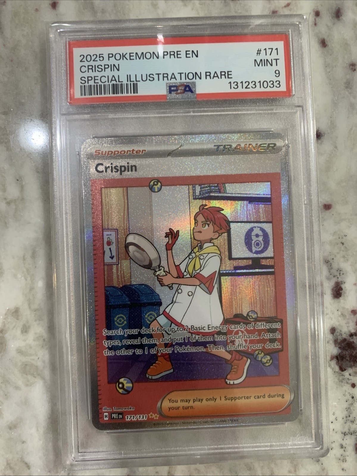 Pokémon TCG 2025 Prismatic Evolutions CRISPIN 171/131 Full Art Trainer PSA 9