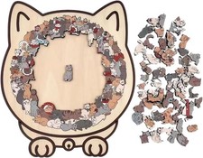 135-Piece MorandiColored Cat Shaped Wooden Jigsaw Puzzle UK