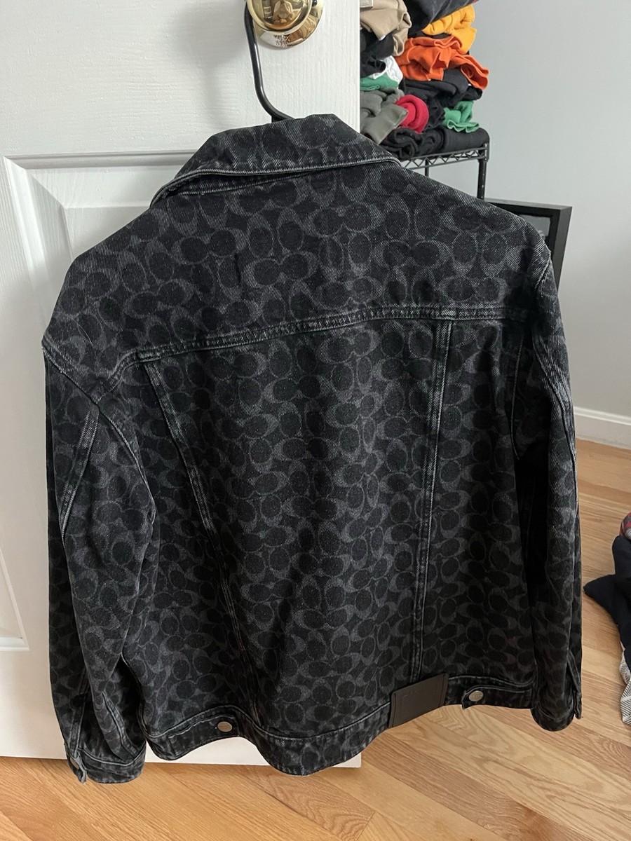 Coach Signature Jacquard Denim Jacket Black Men's Size M Never