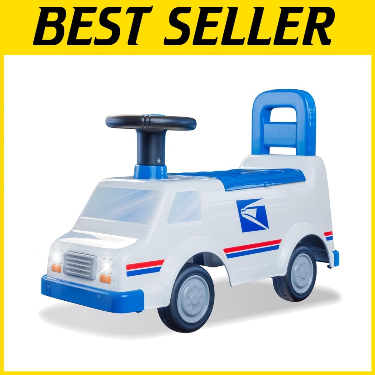 Toddler Ride-On USPS Mail Truck Supports up to 44 lbs for Safe