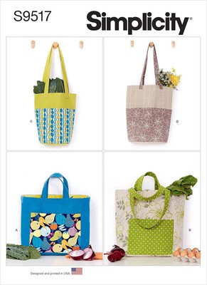 Simplicity Reusable Tote Bag Sewing Pattern Kit, Code One Size, Multicolor 