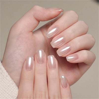 GAOY White Pearl Chrome Nail Powder, Mirror Effect Shimmer Lustrous 