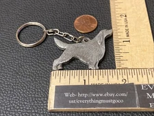 1987 P. Davis Rawcliffe Pewter I Love My Irish Setter Dog Keychain Ring Fob USA