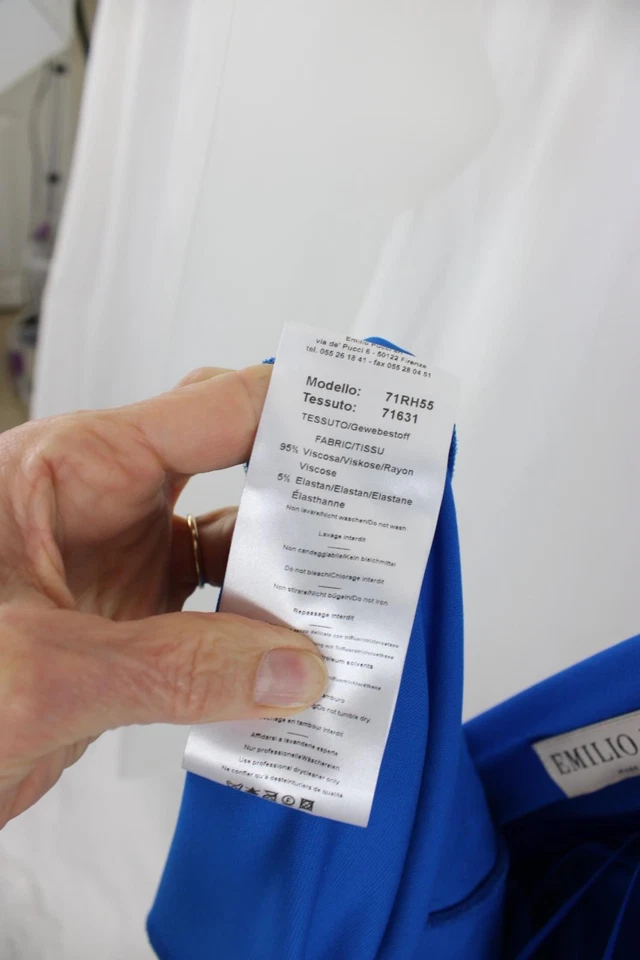 Emilio Pucci Women's Blue Multi Beaded Front Accent Long Sleeve Dress Size 8 - Image 4 of 4