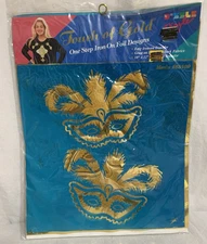 Dizzle Foil Transfer Touch of Gold Iron On Design Masks Vintage 80s 90s Mardi Gr