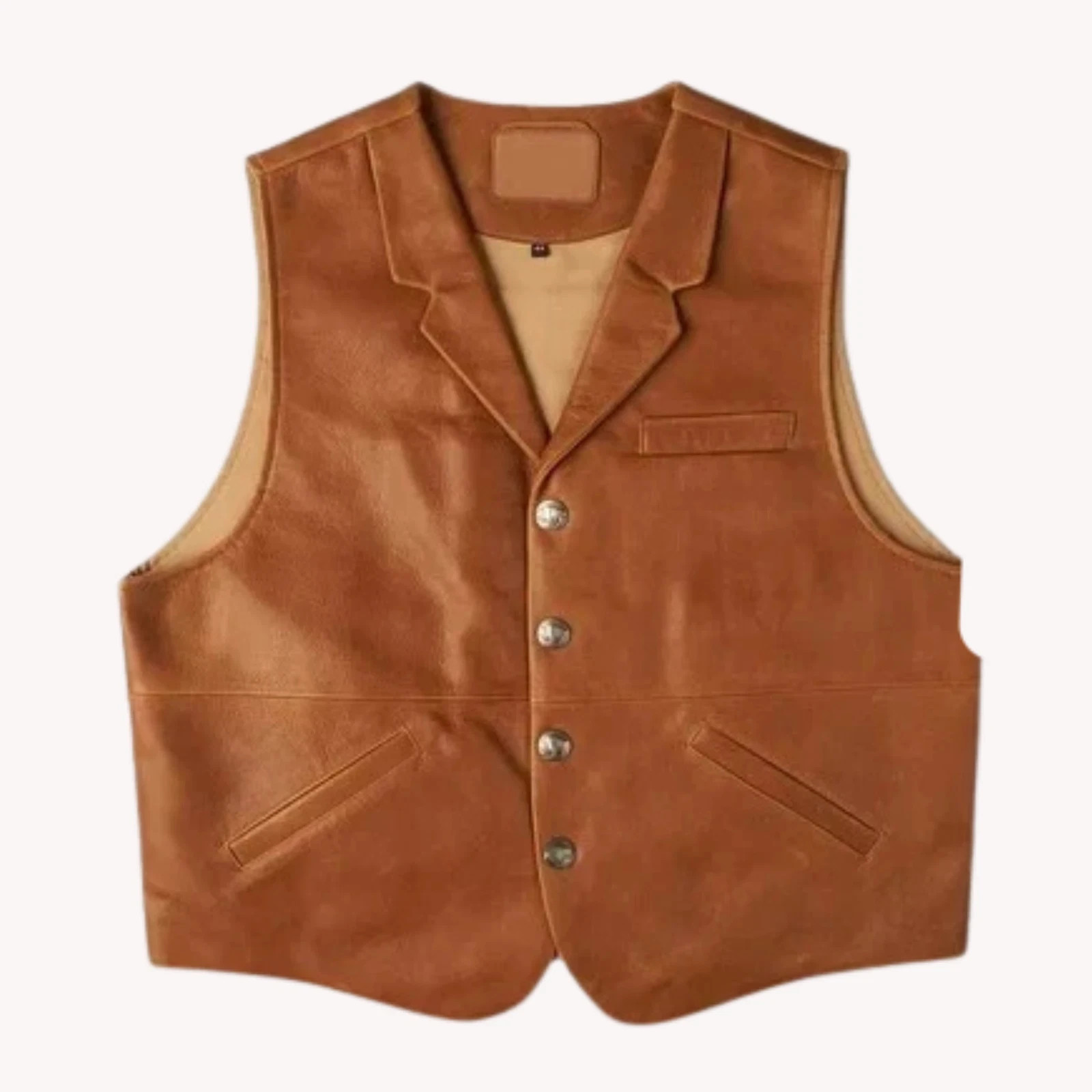 Men Genuine Leather Vest Cowboy Western Waistcoat Brown Vintage Biker Style Slim image 2
