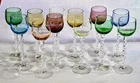 Vintage Glastonbury Lotus Bubble Twist Stem Cordial Glasses Set 12 Uranium Glow