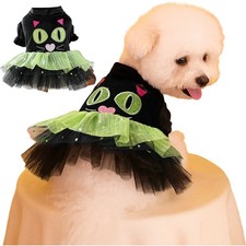 Pet Dog Clothes Kitty Pattern Halloween Dress Short Sleeve Cosplay Costume Tutu