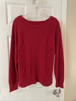 Chaps Women Gorgeous Pull over Pretty Red Sweater gorgeous Top Sz L