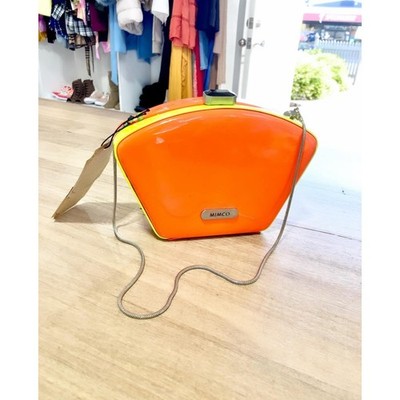 MIMCO Patent Pvc Retro Colour Block Neon Hexagonal Clutch