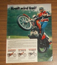 Rare Advertising Honda XL500 S XL250 S XL185 S Enduros - Power Gets Free! 1979