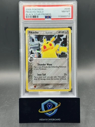 2006 POKEMON DELTA SPECIES BLACK STAR PROMOS #035 PIKACHU-HOLO PSA 8 SWIRL🌀