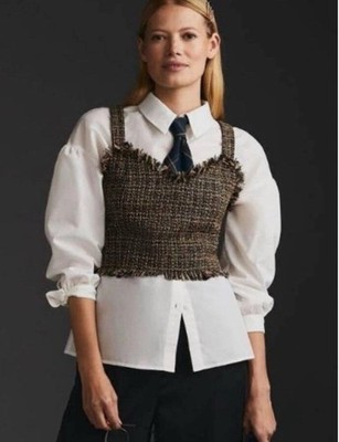 Mare Mare x Anthropologie Set Womens PS Tweed Crop Top & Button Down Academia