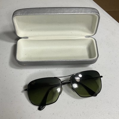 Maui Jim Wiki Wiki Green Lens MJ-246-02 Black Titanium Aviator Sunglasses VTG