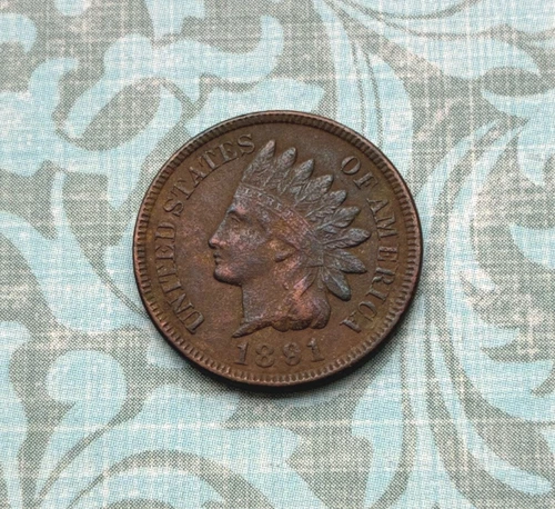 UNIQUE 1891 TONED IH penny w/ "Very Fine+" details, CRISP  LIBERTY, 2 diam.